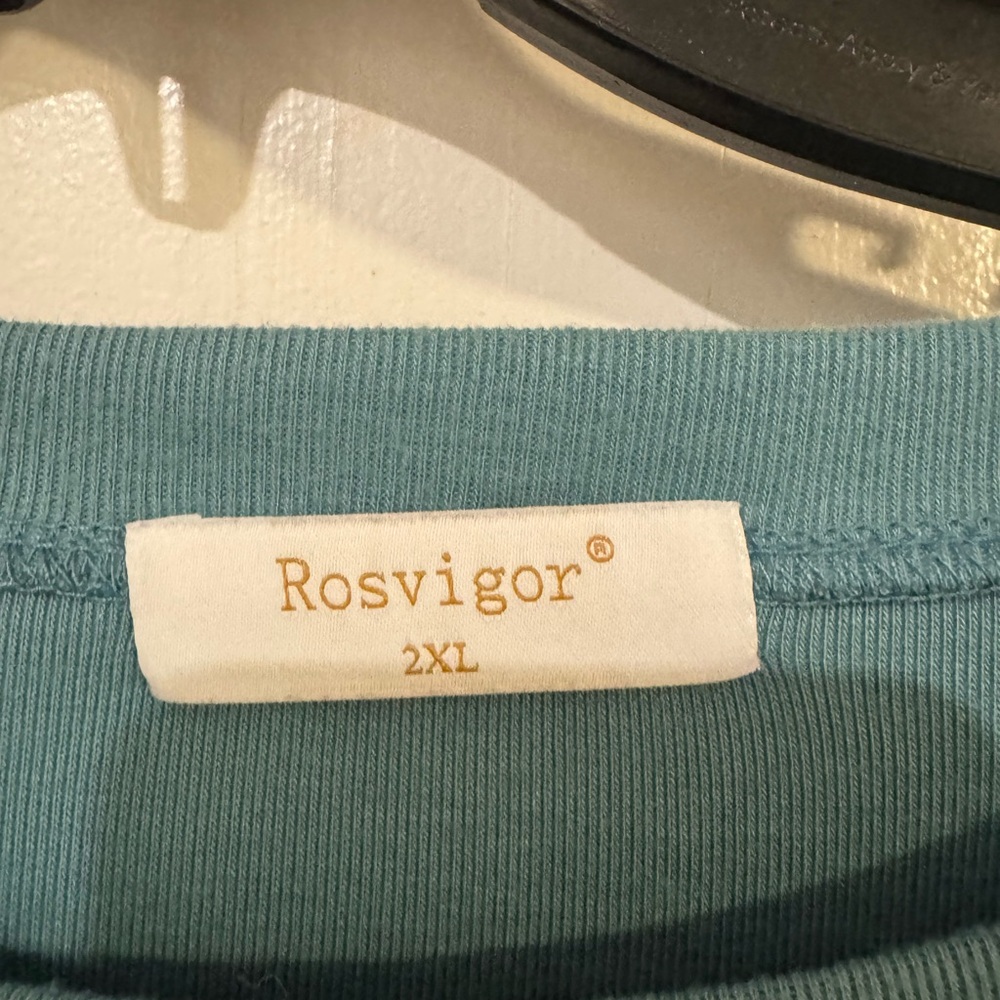 Rosvigor Pleated Tunic Top Teal Long Sleeve Crewneck 2XL - Picture 5 of 6